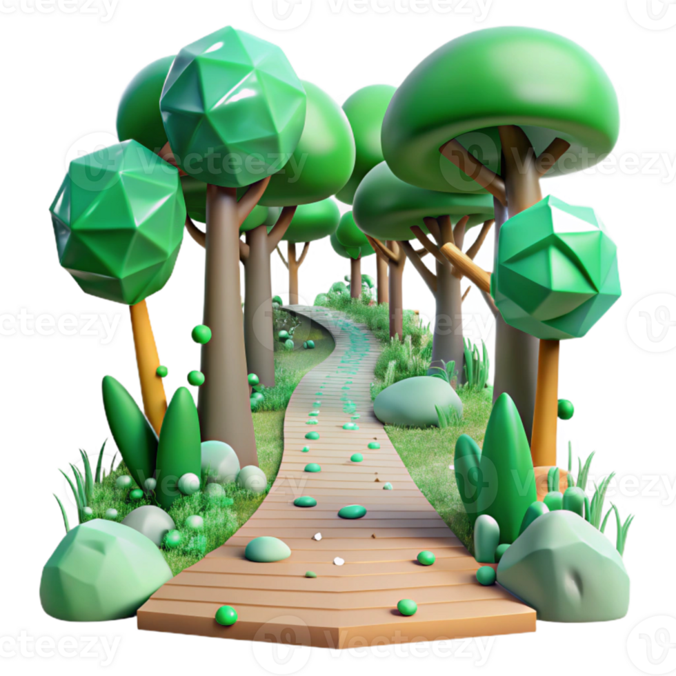 vibrant minimalist Forest Path Green Canopy Transparent detailed png