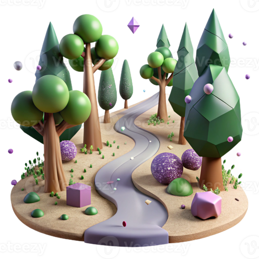 beautiful abstract Forest Path Winding Through Trees Isolated exclusive png