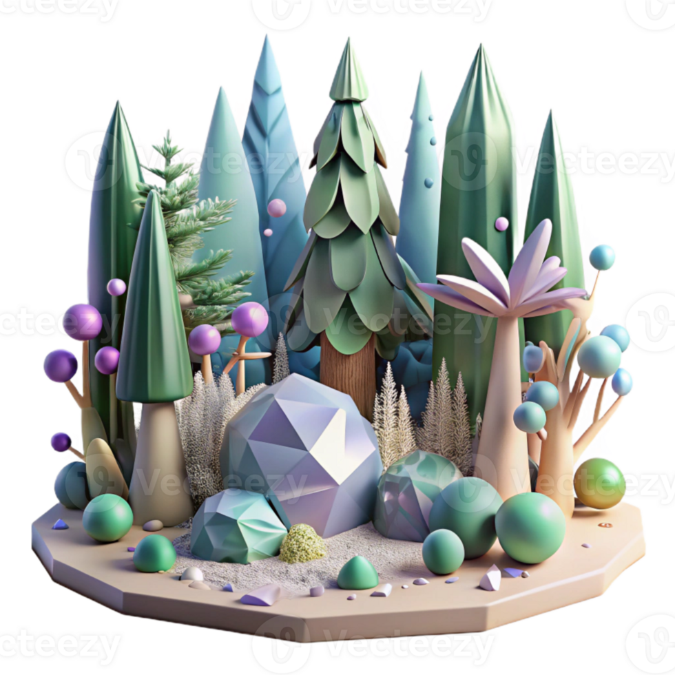 extraordinary creative Forest Scene Cutout with Trees and Bushes authentic png