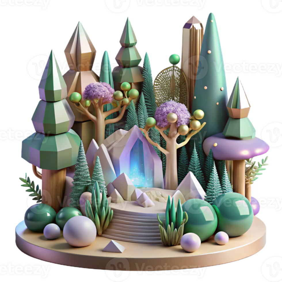 vibrant creative Forest Scene Cutout with Trees and Bushes genuine png