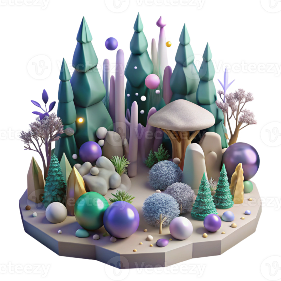 impressive rustic Forest Scene Cutout with Trees and Bushes professional png
