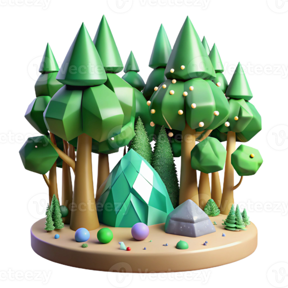 impressive artistic Forest Scene with Green Trees Cutout premium png