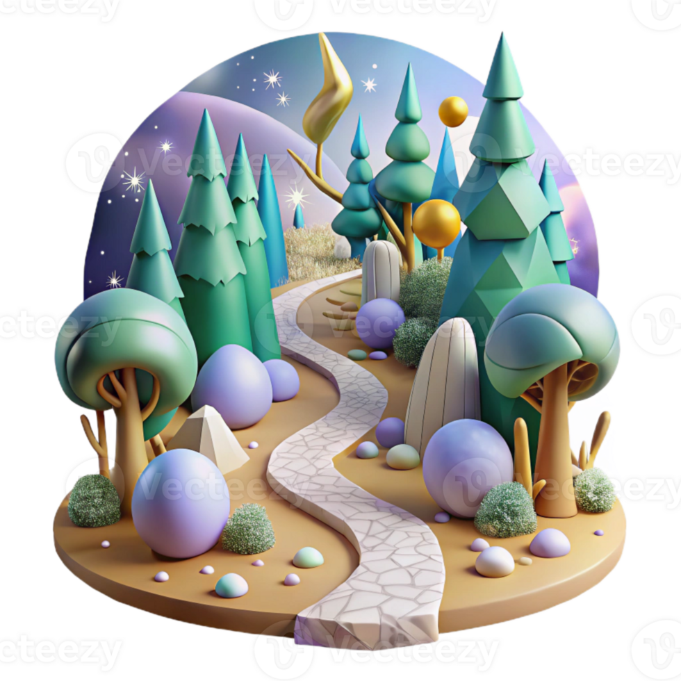 impressive abstract Forest Scene with Path Cutout authentic png