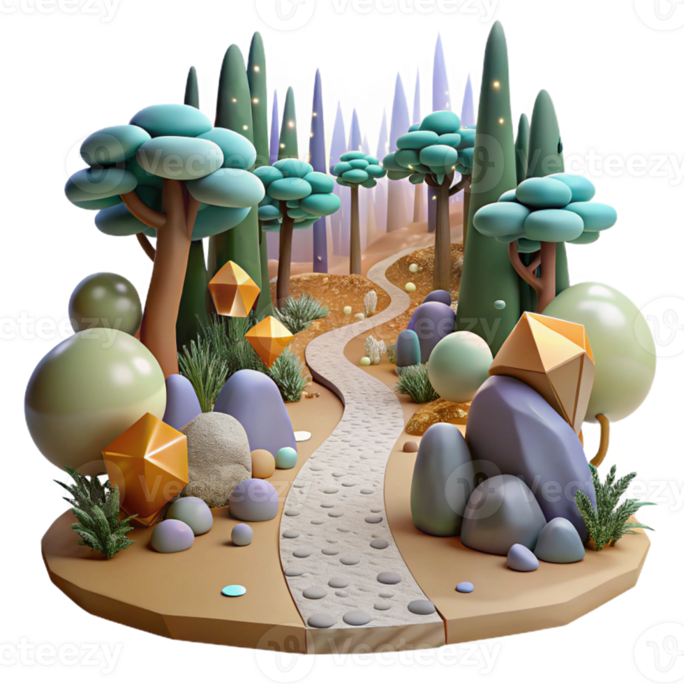 extraordinary abstract Forest Scene with Path Cutout detailed png