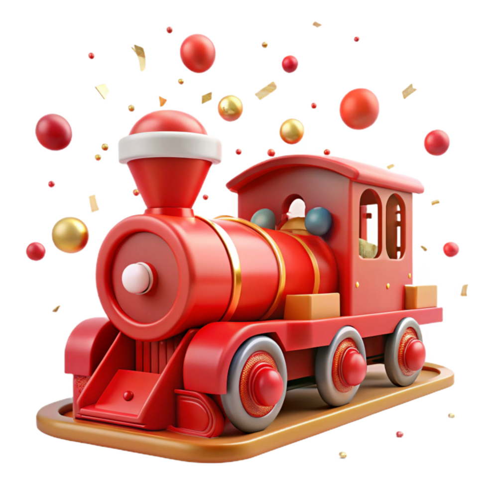 stunning classic Forgotten Toy Train Cutout with Bright Red Paint detailed png