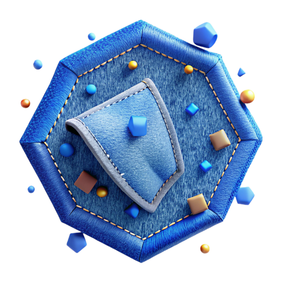 impressive abstract Frayed Denim Patch with Blue Stitching Isolated high resolution png