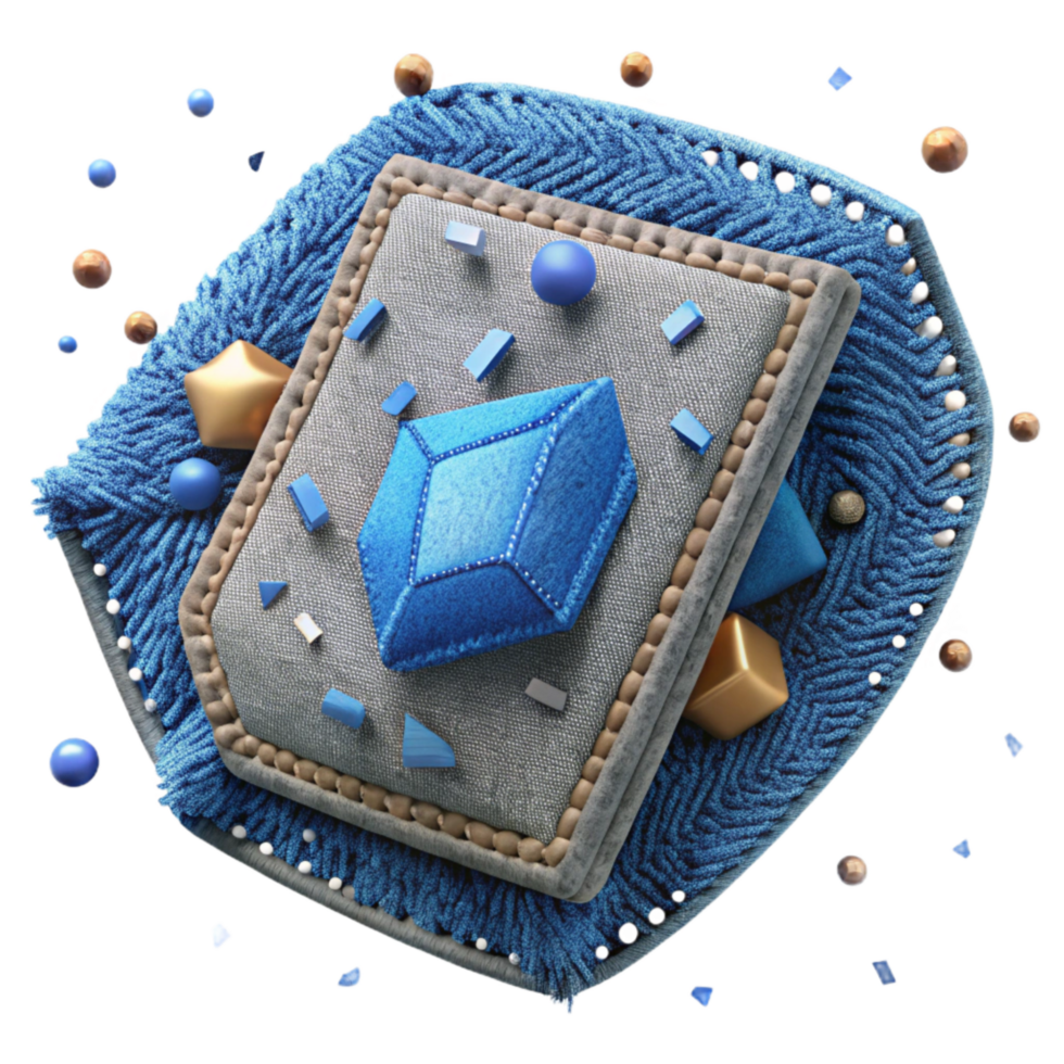 elegant abstract Frayed Denim Patch with Blue Stitching Isolated high resolution png
