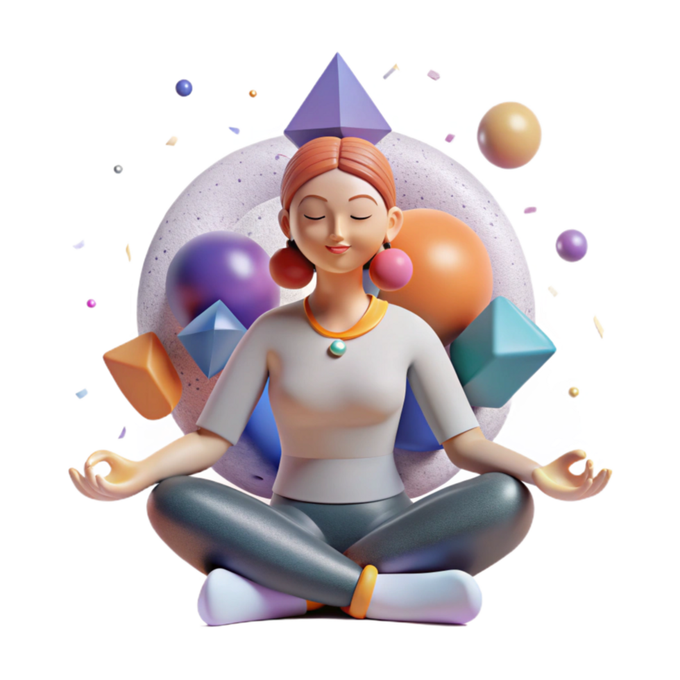 serene artistic Front View Healing Yoga Pose Cutout premium png