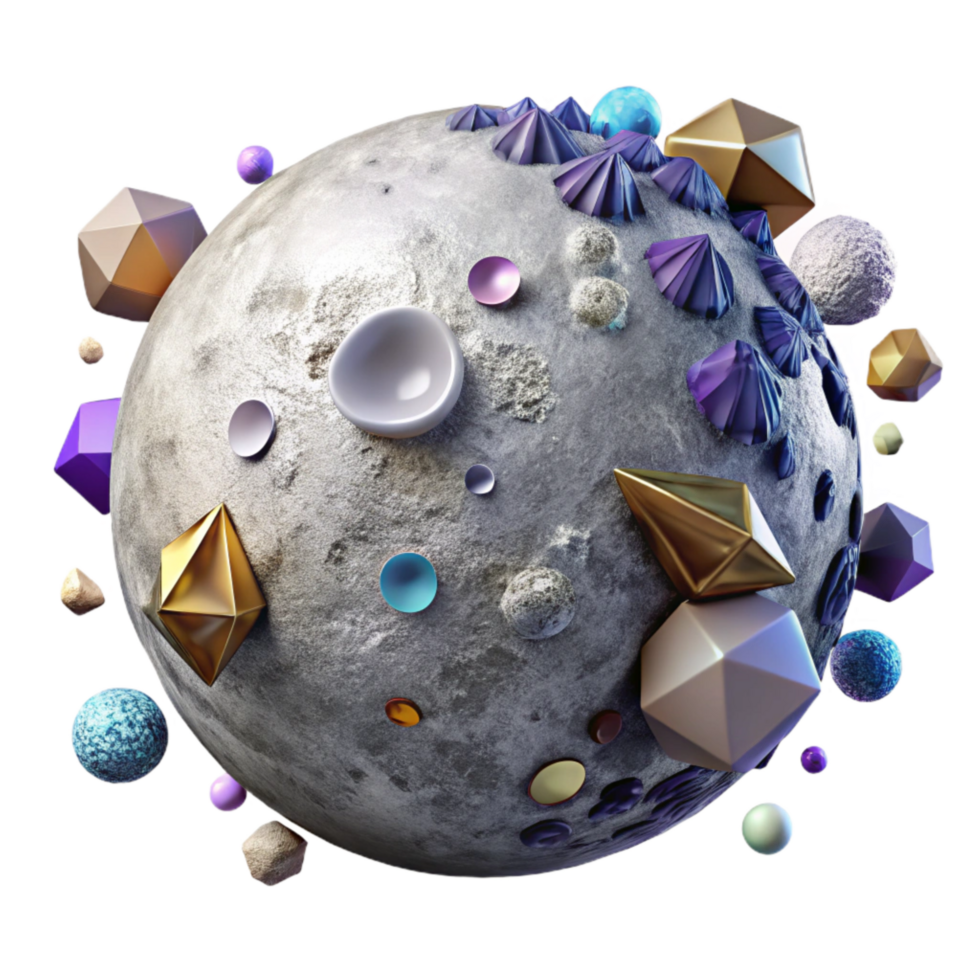 vibrant contemporary Full Moon Isolated with Craters and Shadows high resolution png
