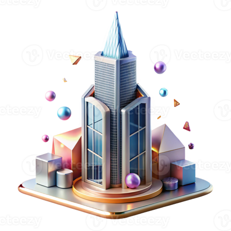 beautiful rustic Futuristic Skyscraper with Glass Facade Isolated ...