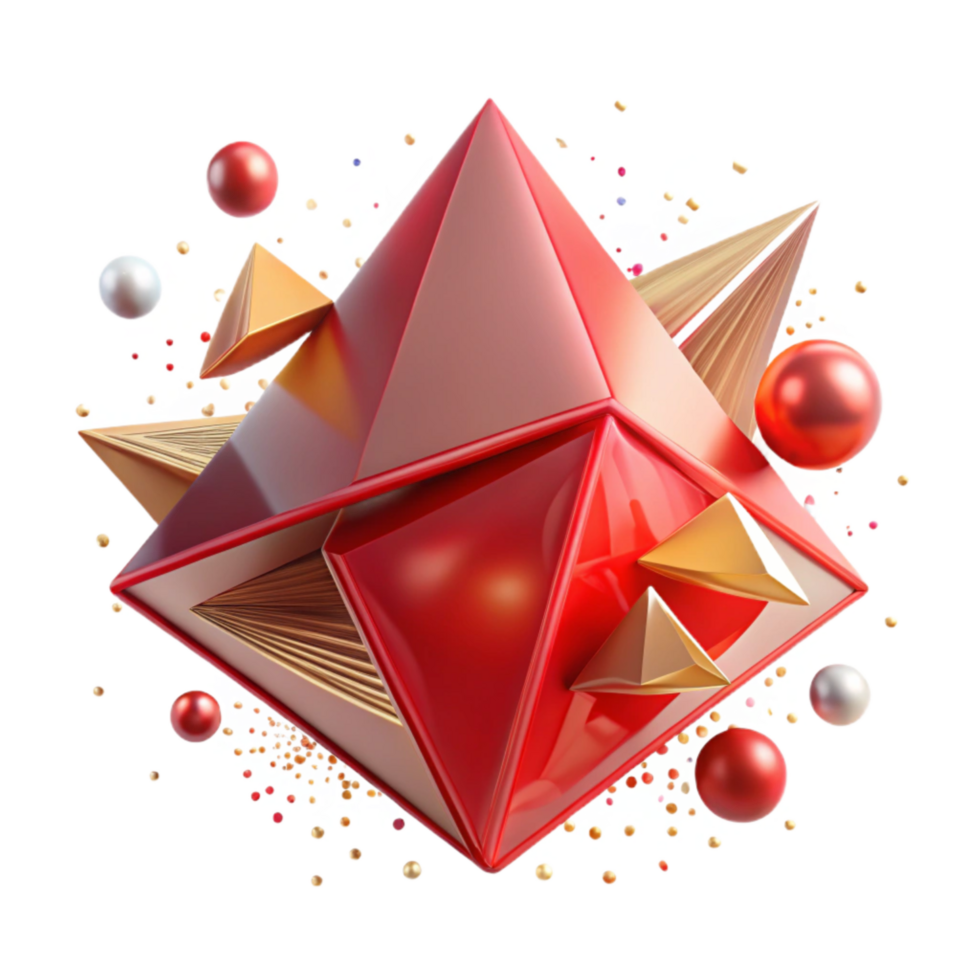 beautiful modern Geometric Red Triangle Transparent Background Element genuine png
