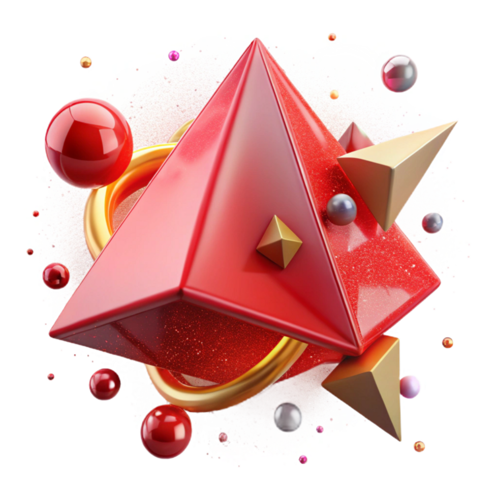 serene contemporary Geometric Red Triangle Transparent Background Element png
