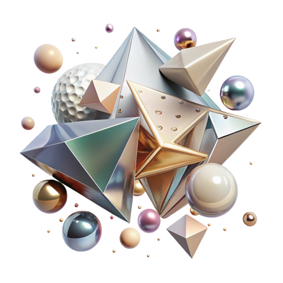 dramatic contemporary Geometric Shapes in Disarray Top View Transparent premium png