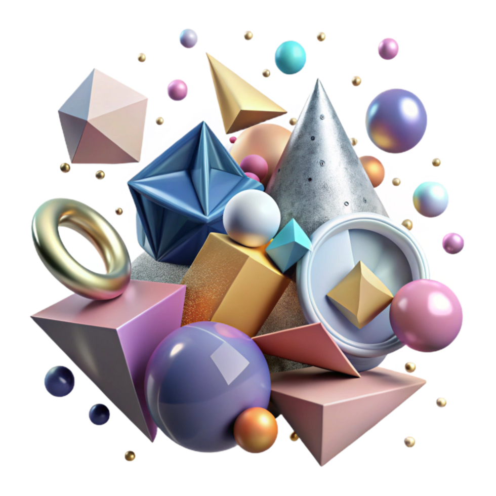 serene vintage Geometric Shapes Harmony of Chaos Cutout premium png