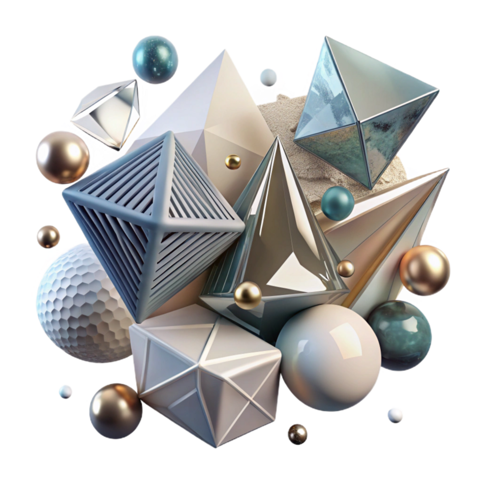 magnificent creative Geometric Shapes in Disarray Top View Transparent detailed png