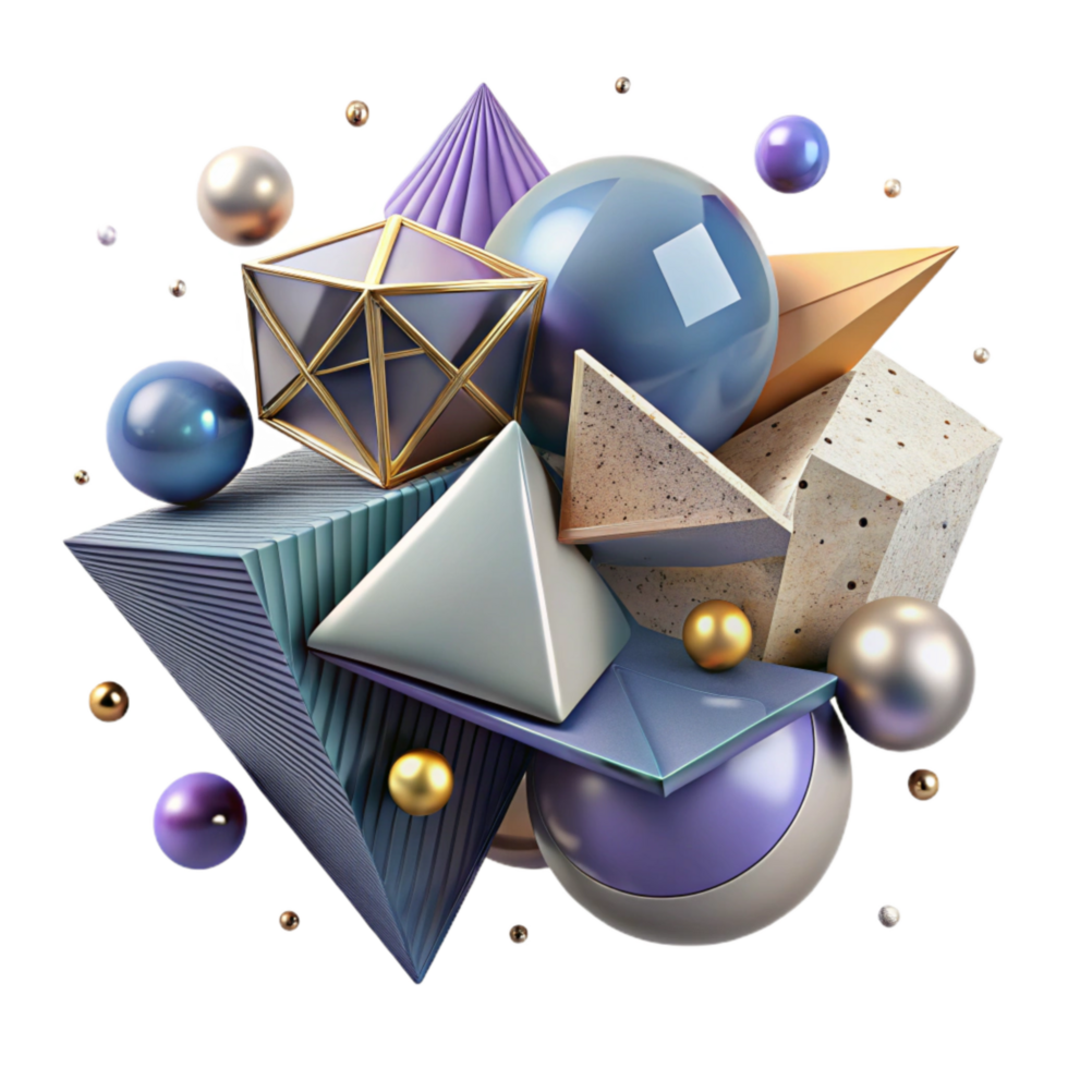 stunning artistic Geometric Shapes Morphing Isolated on Transparent Background genuine png