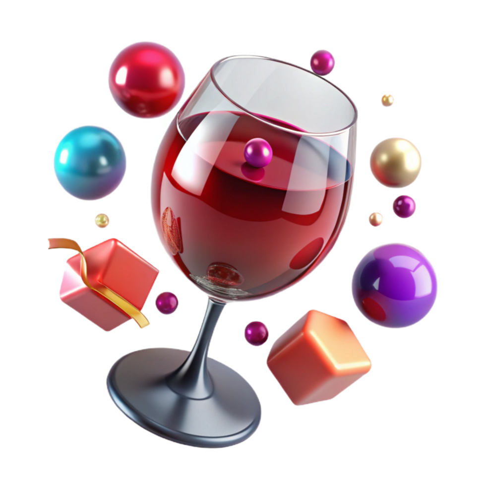 dramatic artistic Glass of Red Wine with Stem Transparent Background Isolated premium png