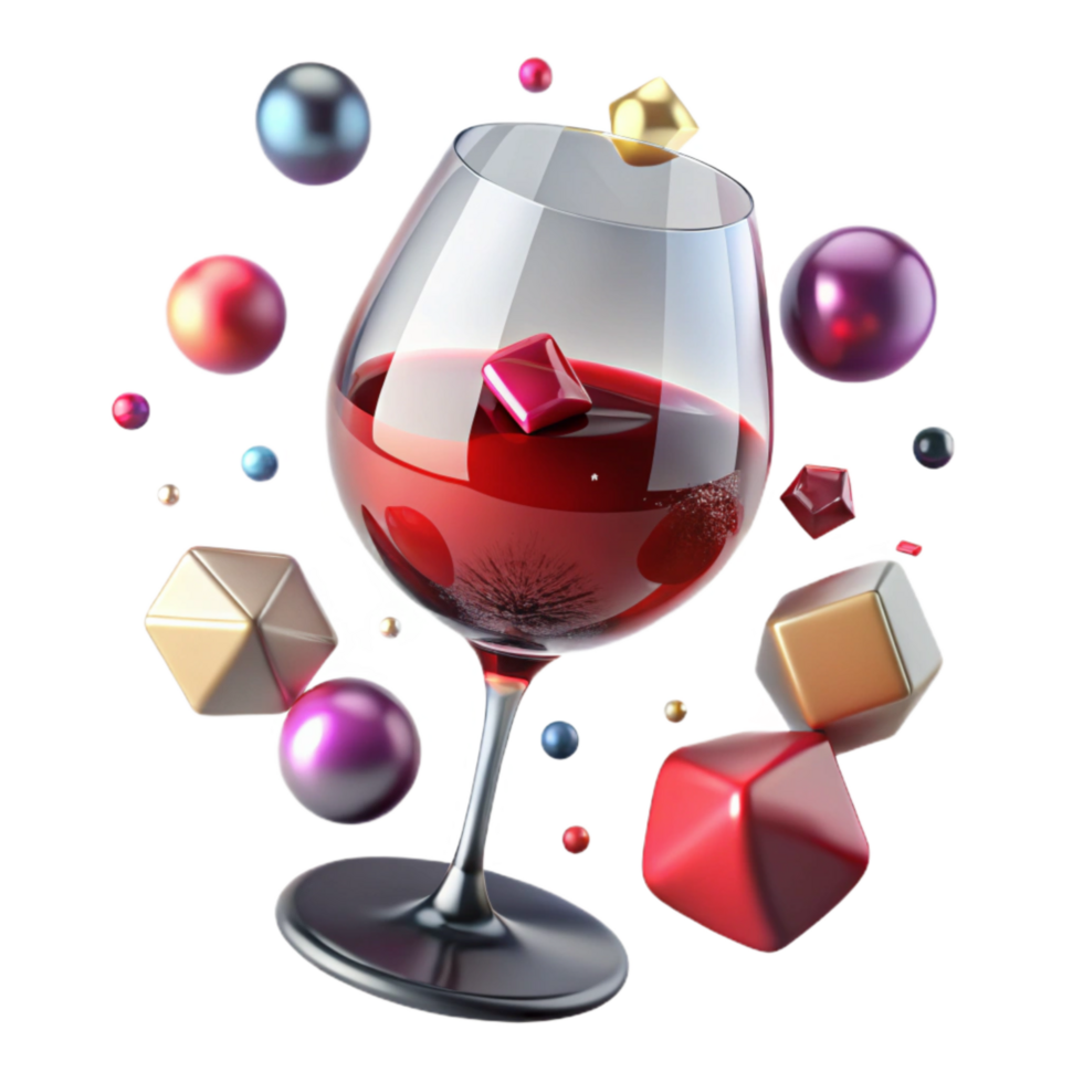 stunning artistic Glass of Red Wine with Stem Transparent Background Isolated high quality png