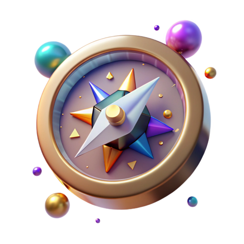 elegant abstract Glowing Compass Pointing to a Parallel Universe Isolated original png