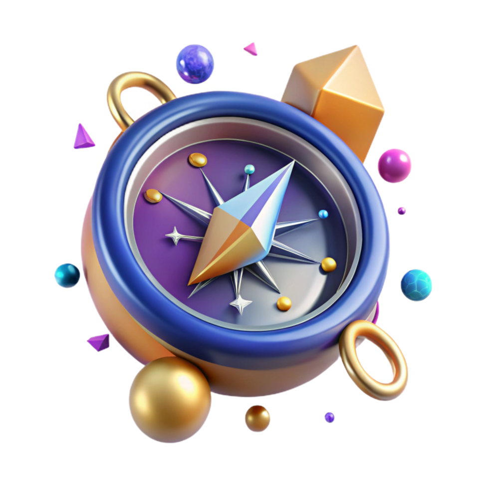 elegant modern Glowing Compass Pointing to a Parallel Universe Isolated authentic png