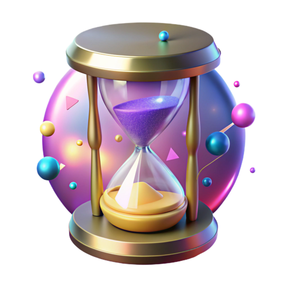 beautiful vintage Glowing Hourglass with Shifting Time Isolated png