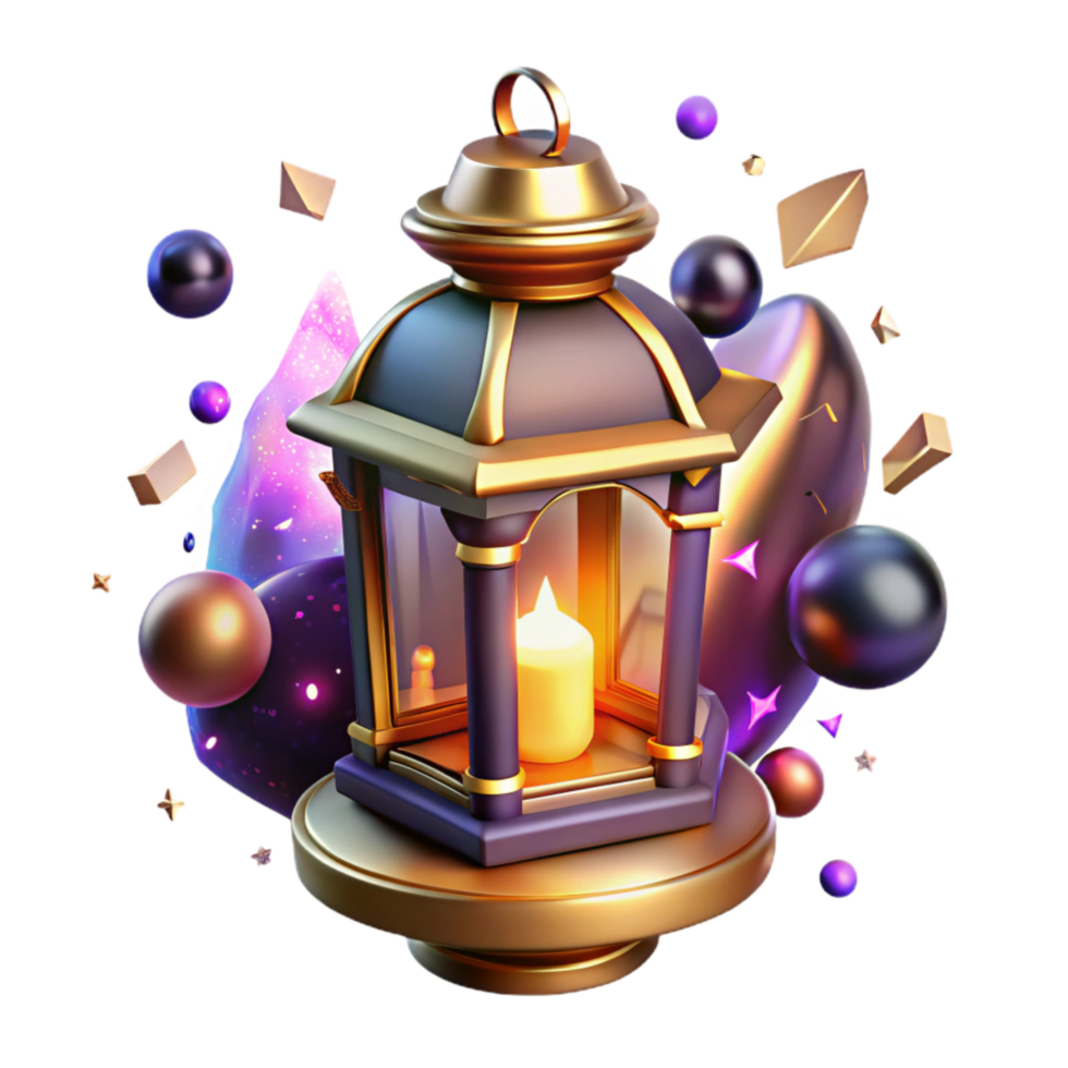vibrant artistic Glowing Lantern Illuminating a Path in a Parallel Universe Isolated detailed png