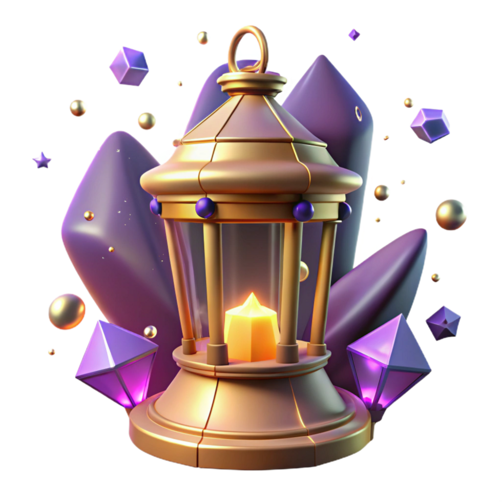 impressive vintage Glowing Lantern Illuminating a Path in a Parallel Universe Isolated high quality png