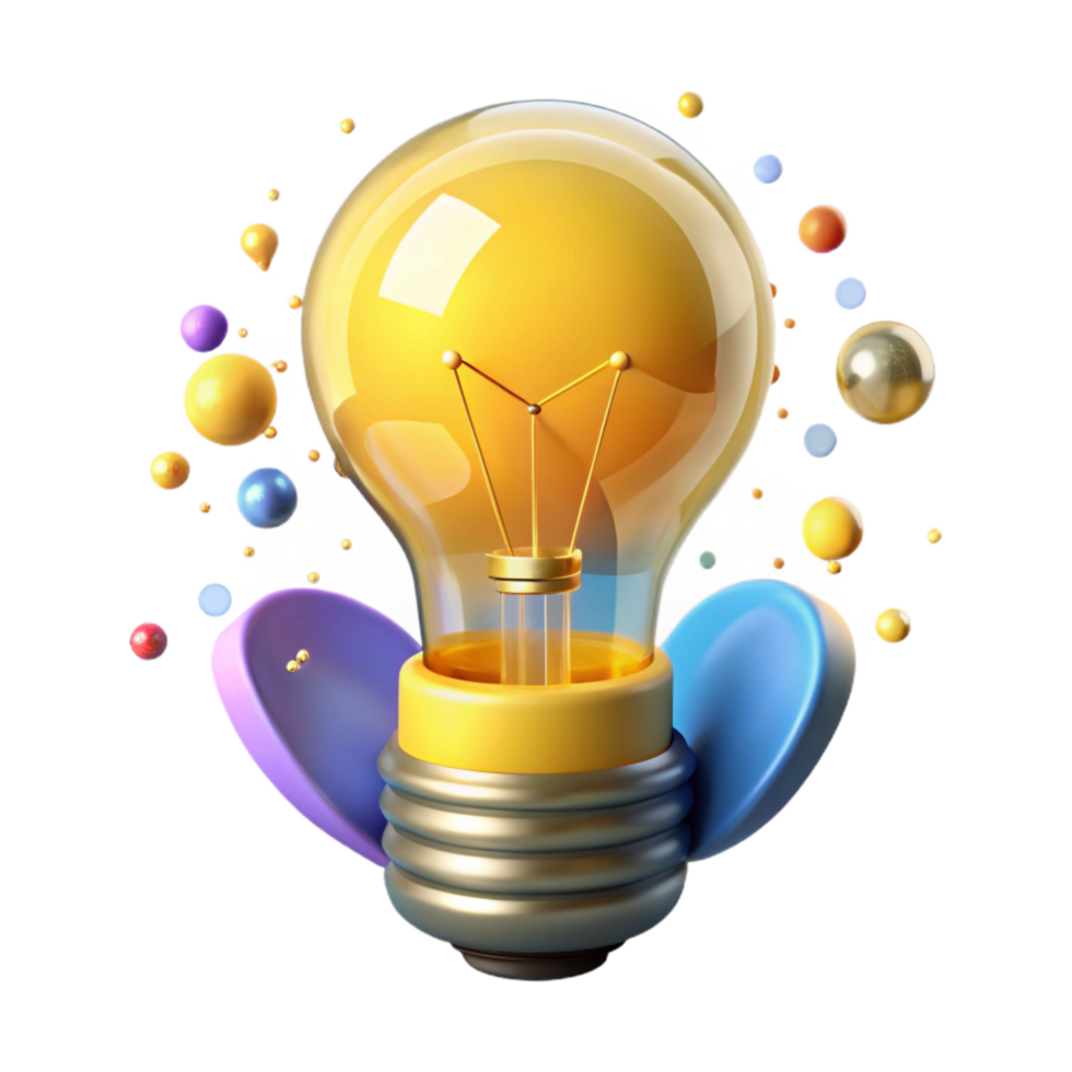 stunning creative Glowing Light Bulb Isolated with Yellow Filament png