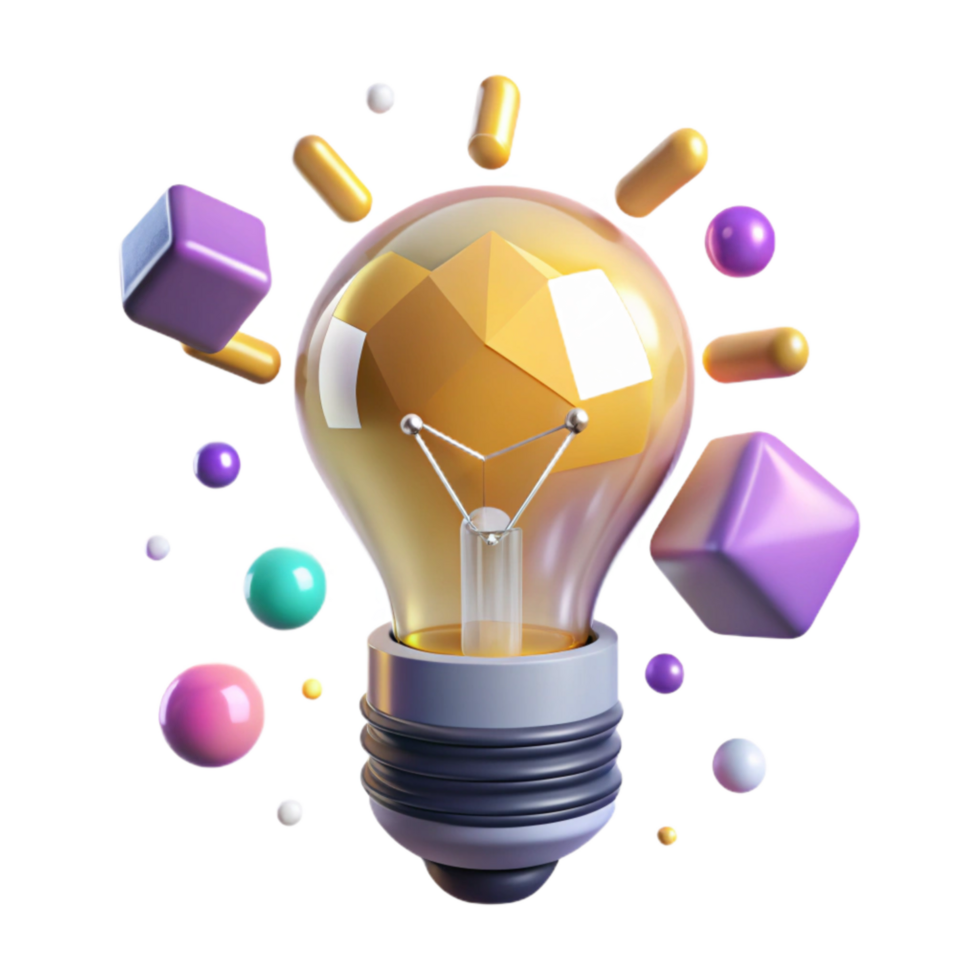 elegant contemporary Glowing Light Bulb Front View Isolated authentic png