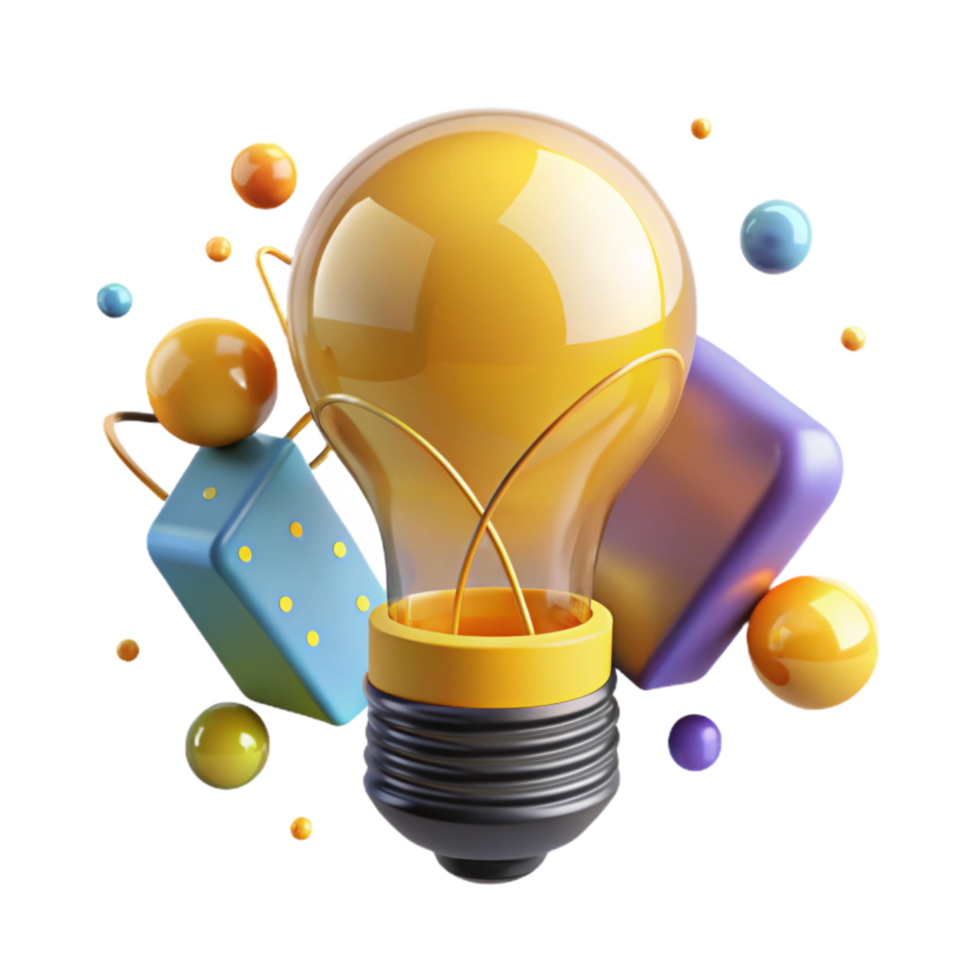 impressive minimalist Glowing Light Bulb Isolated with Yellow Filament detailed png