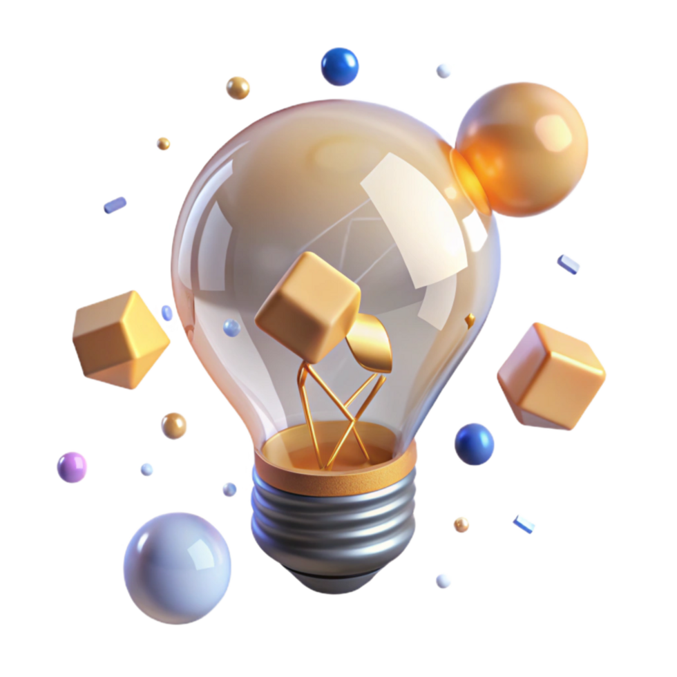elegant modern Glowing Light Bulb Top View Transparent Background authentic png