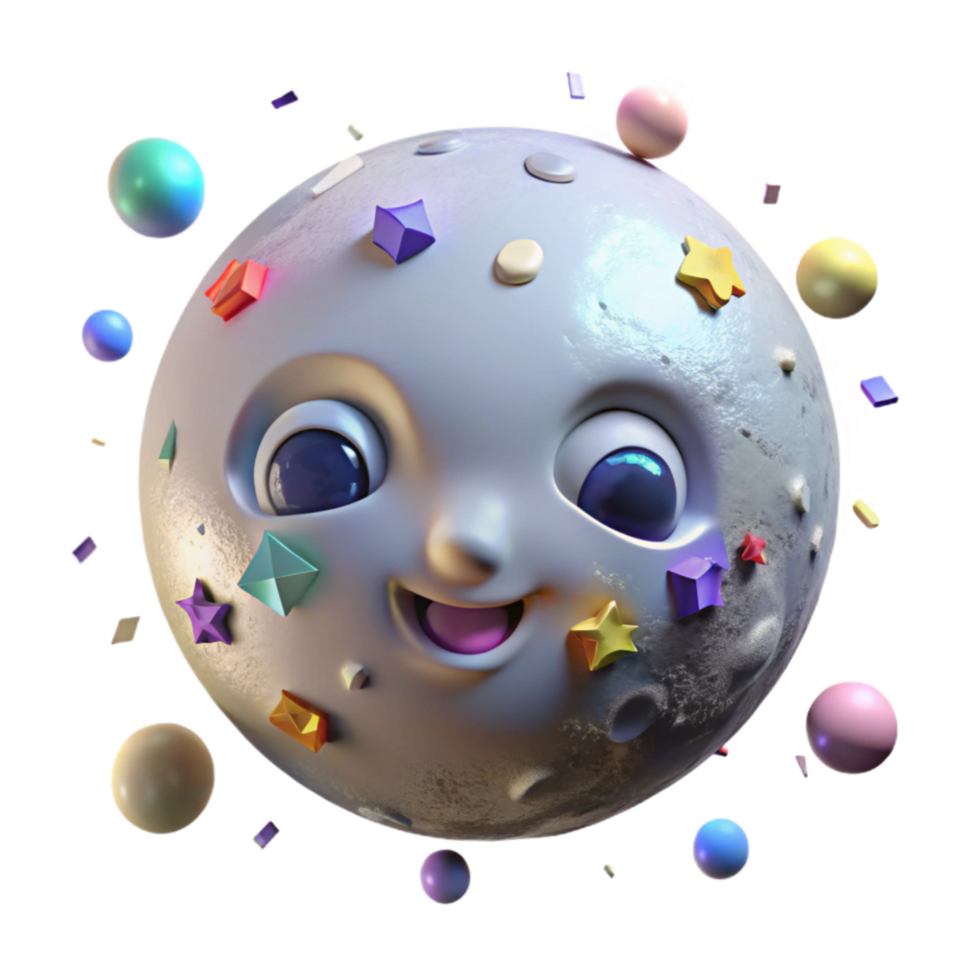 serene minimalist Glowing Moon with a Face in a Parallel Universe Isolated genuine png