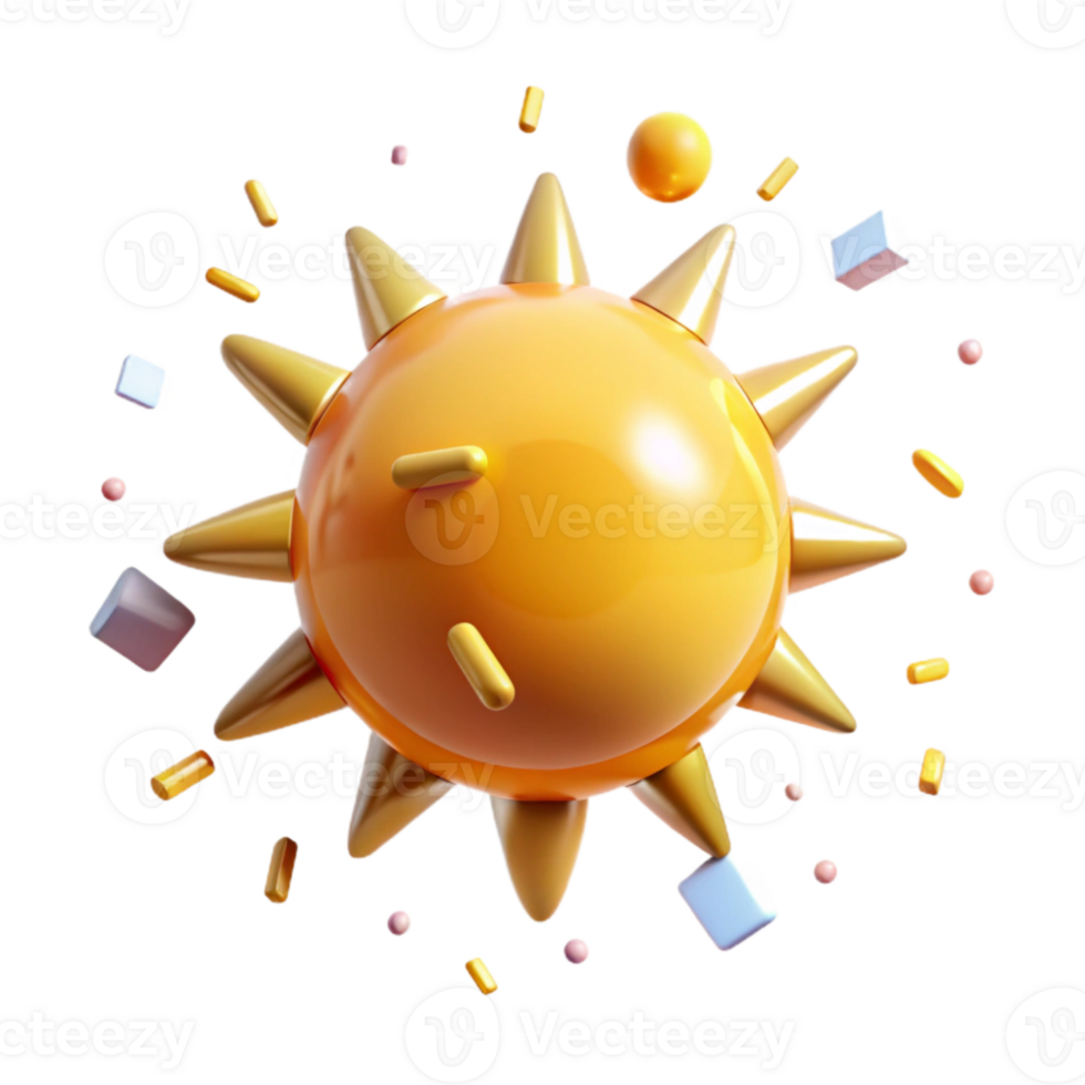 beautiful modern Glowing Sun Cutout Isolated Element png