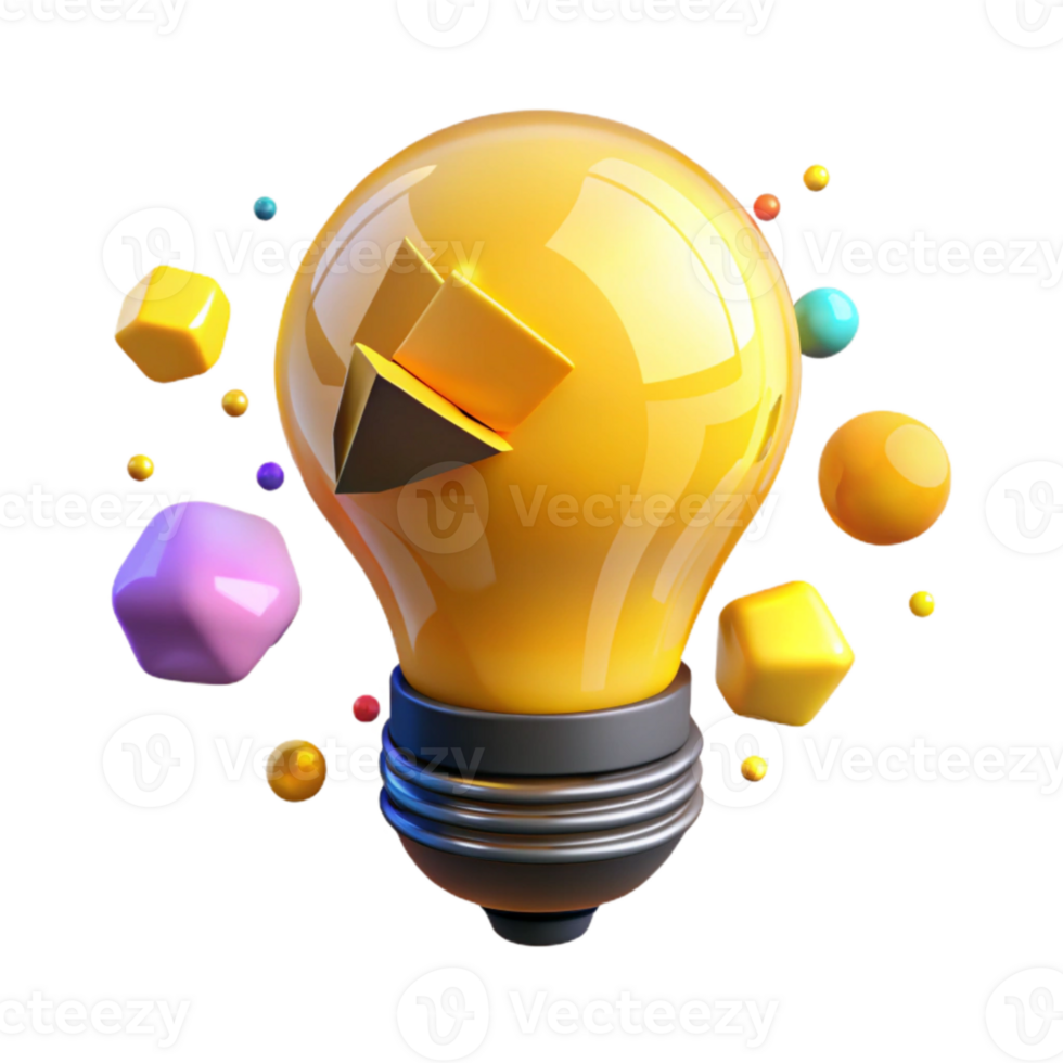 vibrant contemporary Glowing Yellow Light Bulb Isolated Cutout high quality png