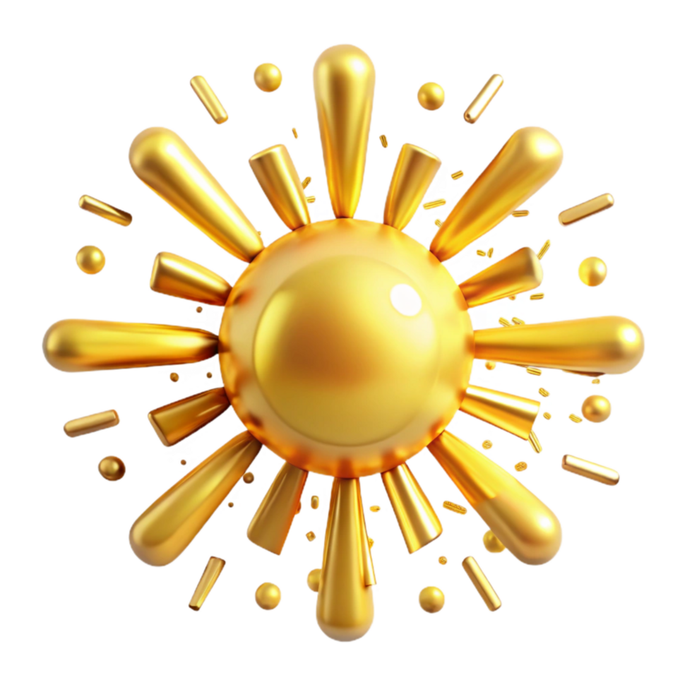 elegant contemporary Golden Sun Rays Shining Bright Isolated Element png