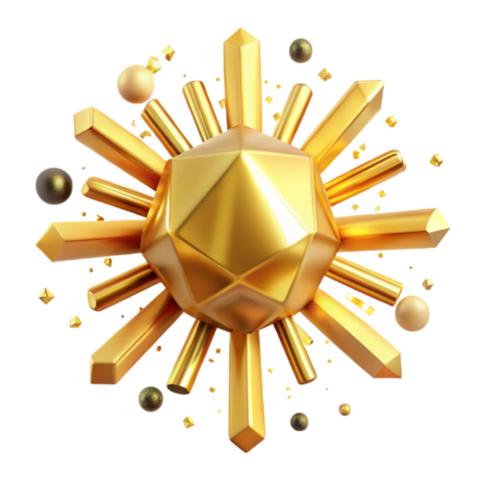 impressive classic Golden Sun Rays Shining Bright Isolated Element original png