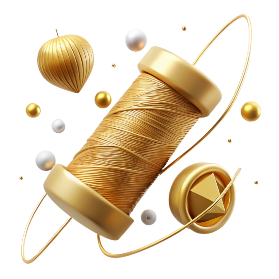 serene modern Golden Thread in a Straight Line Transparent Background detailed png