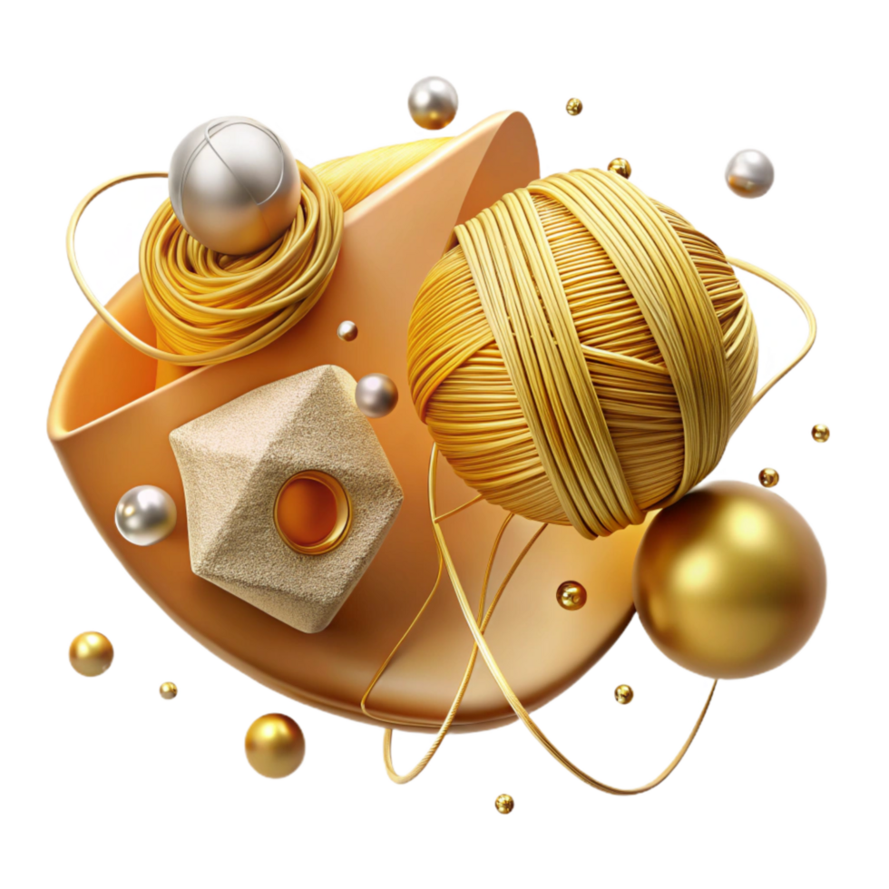 vibrant artistic Golden Thread Cutout on Transparent Background authentic png