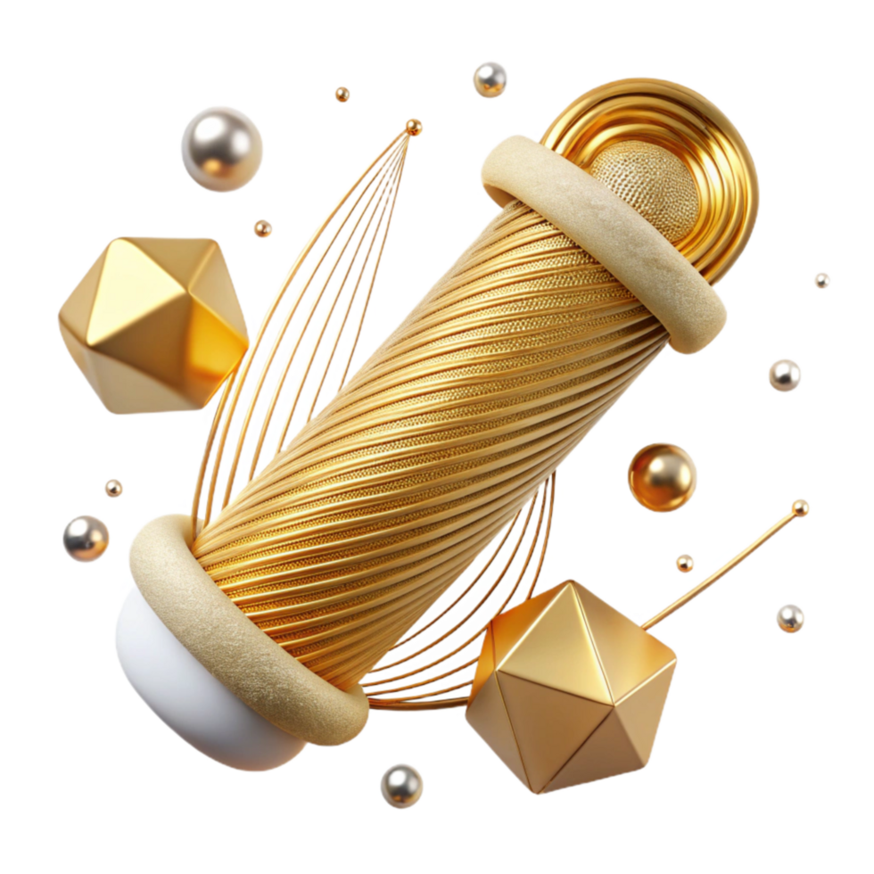 beautiful creative Golden Thread in a Straight Line Transparent Background genuine png