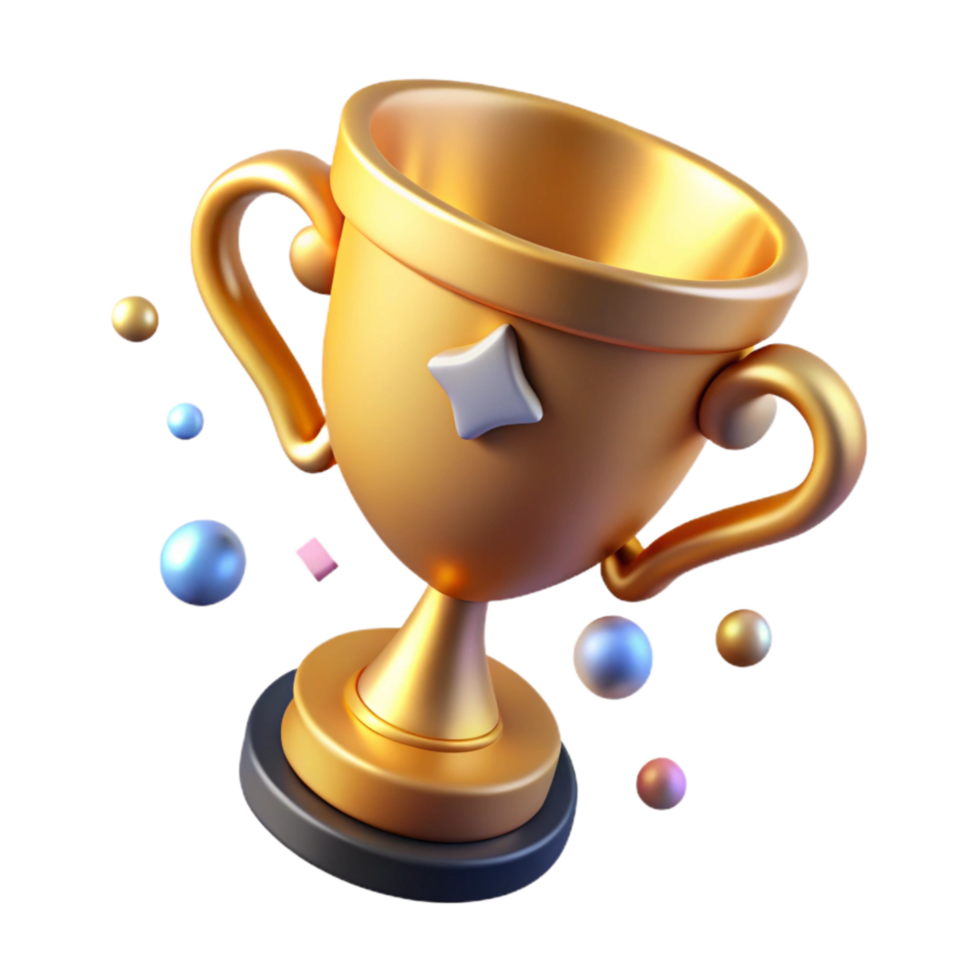 elegant abstract Golden Trophy Cup Isolated Element with Shadow genuine png