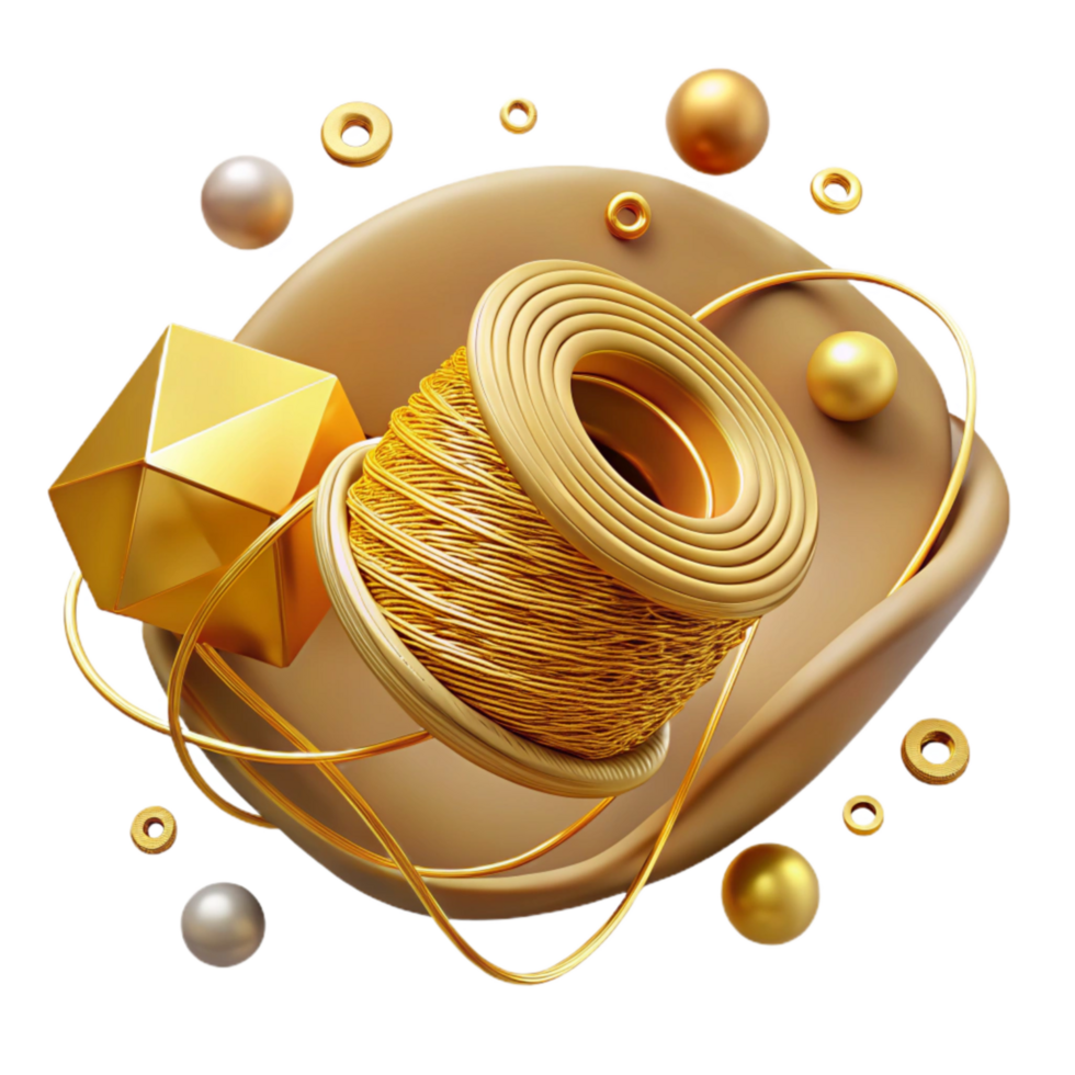 vibrant modern Golden Thread Cutout on Transparent Background premium png