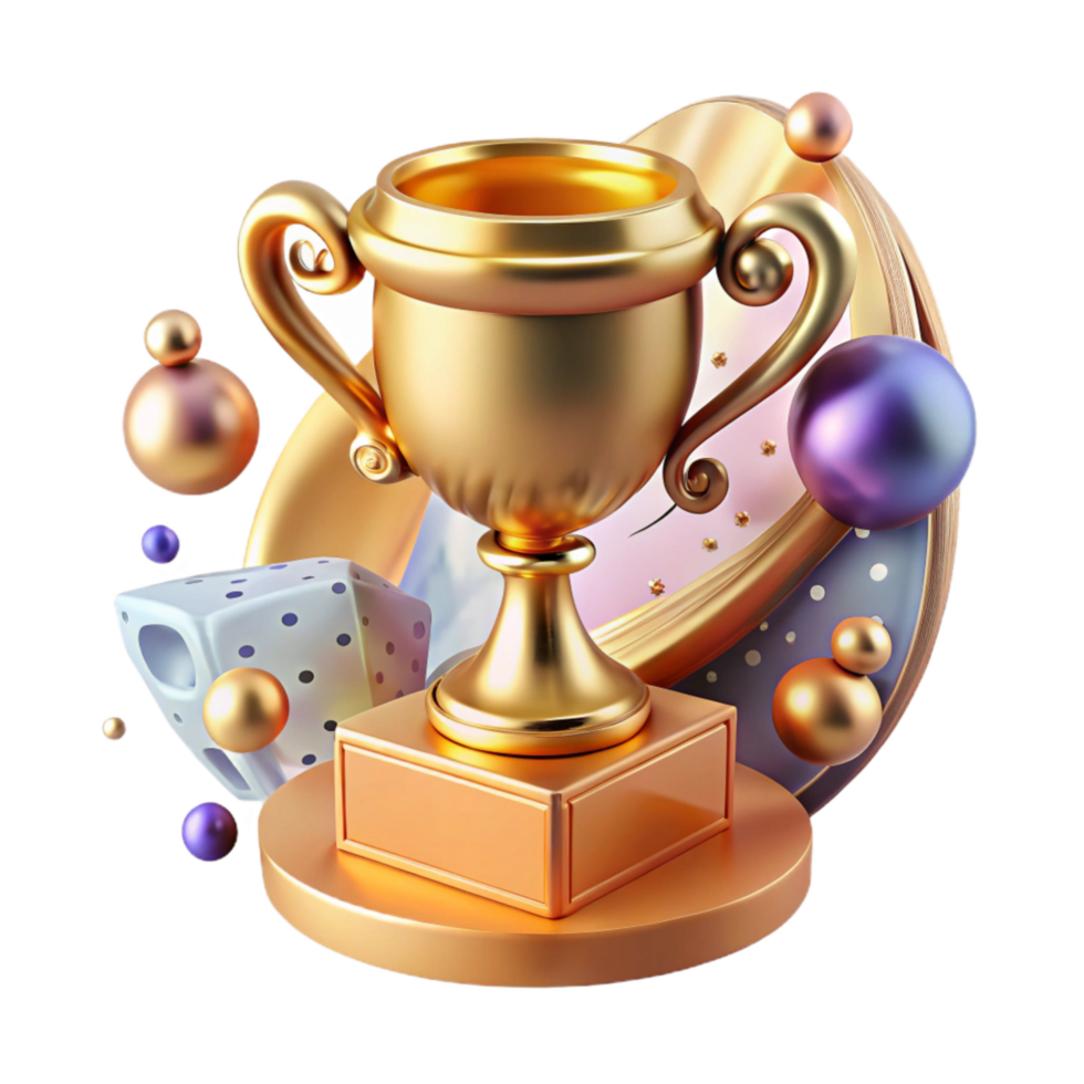 impressive creative Golden Trophy Cutout with Ornate Base png