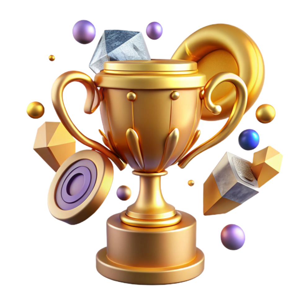 impressive modern Golden Trophy Cutout with Ornate Base professional png