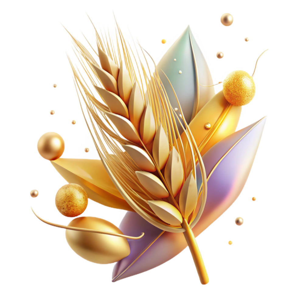 wonderful minimalist Golden Wheat Stalk Close Up Isolated png