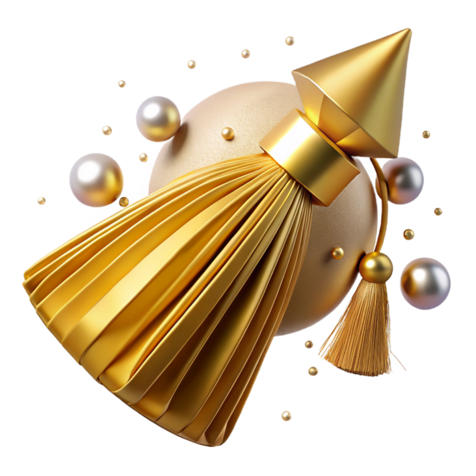 serene modern Gold Thread Tassel Cutout Elegant Design authentic png
