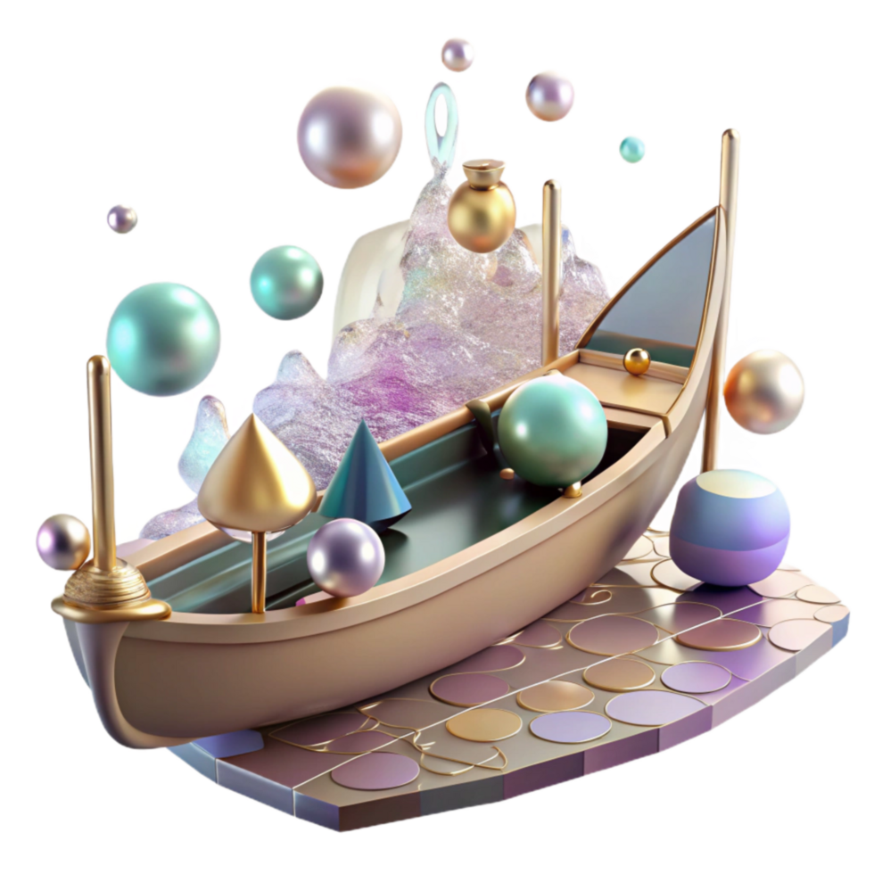 elegant classic Gondola on Water Transparent Background Isolated Element professional png