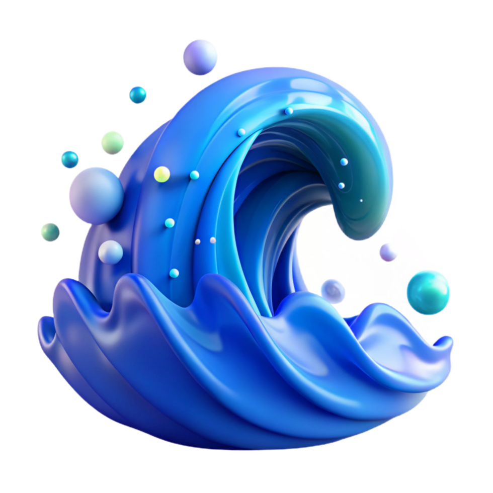 beautiful abstract Gradient Blue Ocean Wave Isolated Element professional png
