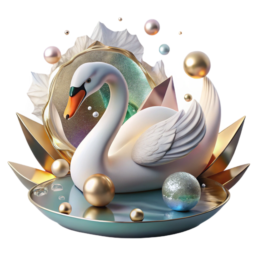 vibrant contemporary Graceful Swan Reflection Water Cutout genuine png