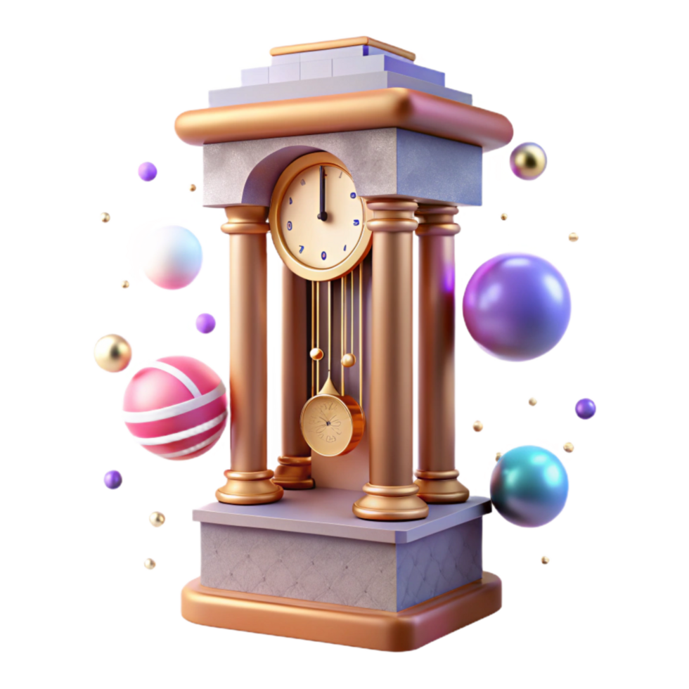 impressive rustic Grandfather Clock Cutout with Roman Numerals Isolated png