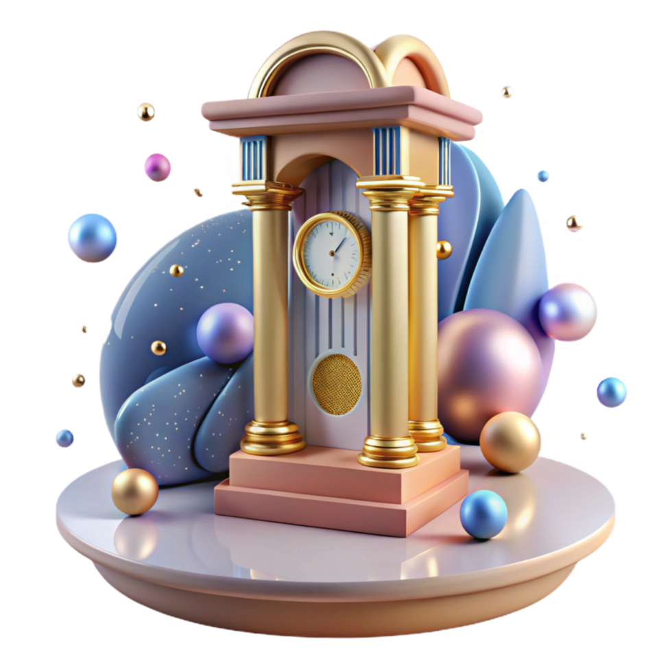 elegant traditional Grandfather Clock Cutout with Roman Numerals Isolated png